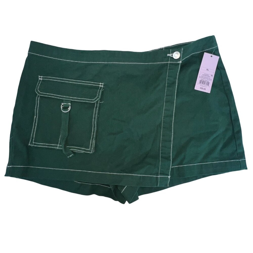 Wild Fable Shorts Womens XL Dark Green Cotton Spandex Mid Rise Utility Style NWT